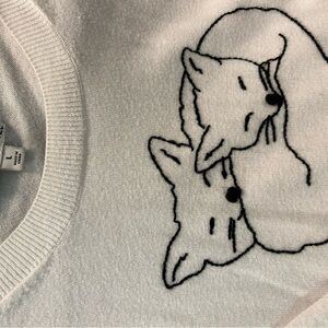 J. Crew Mercantile White Sweater with Fox